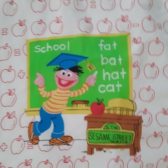 Vintage Muppets SESAME STREET School Room Flat & Fitted Twin Sheets - Picture 3 of 9